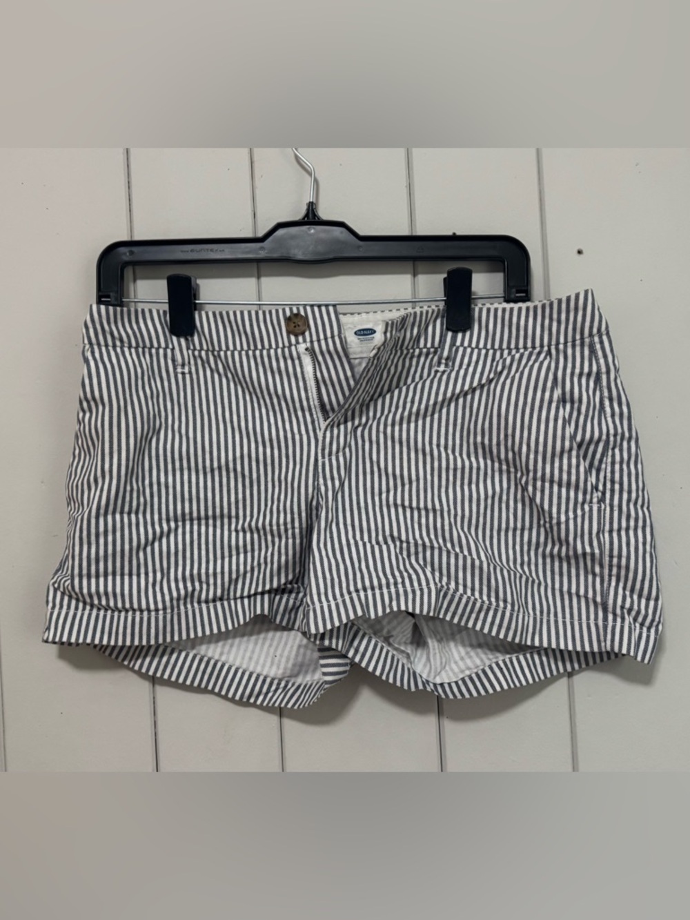 Old Navy Navy and White Striped Cotton Jean Shorts